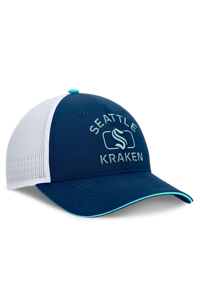 FANATICS Men's Fanatics Deep Sea Blue/White Seattle Kraken Authentic Pro Rink Trucker Hat, Alternate, color, Navy