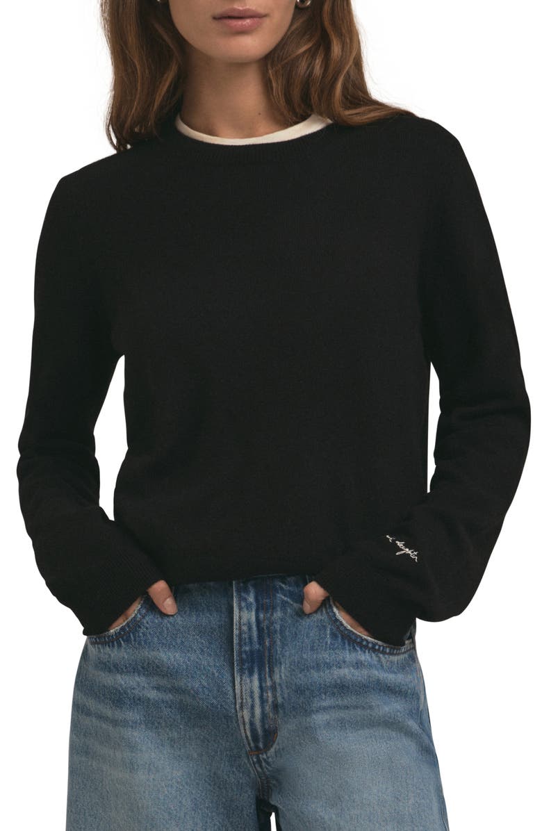 Favorite Daughter Cashmere Crewneck Sweater, Main, color, Black