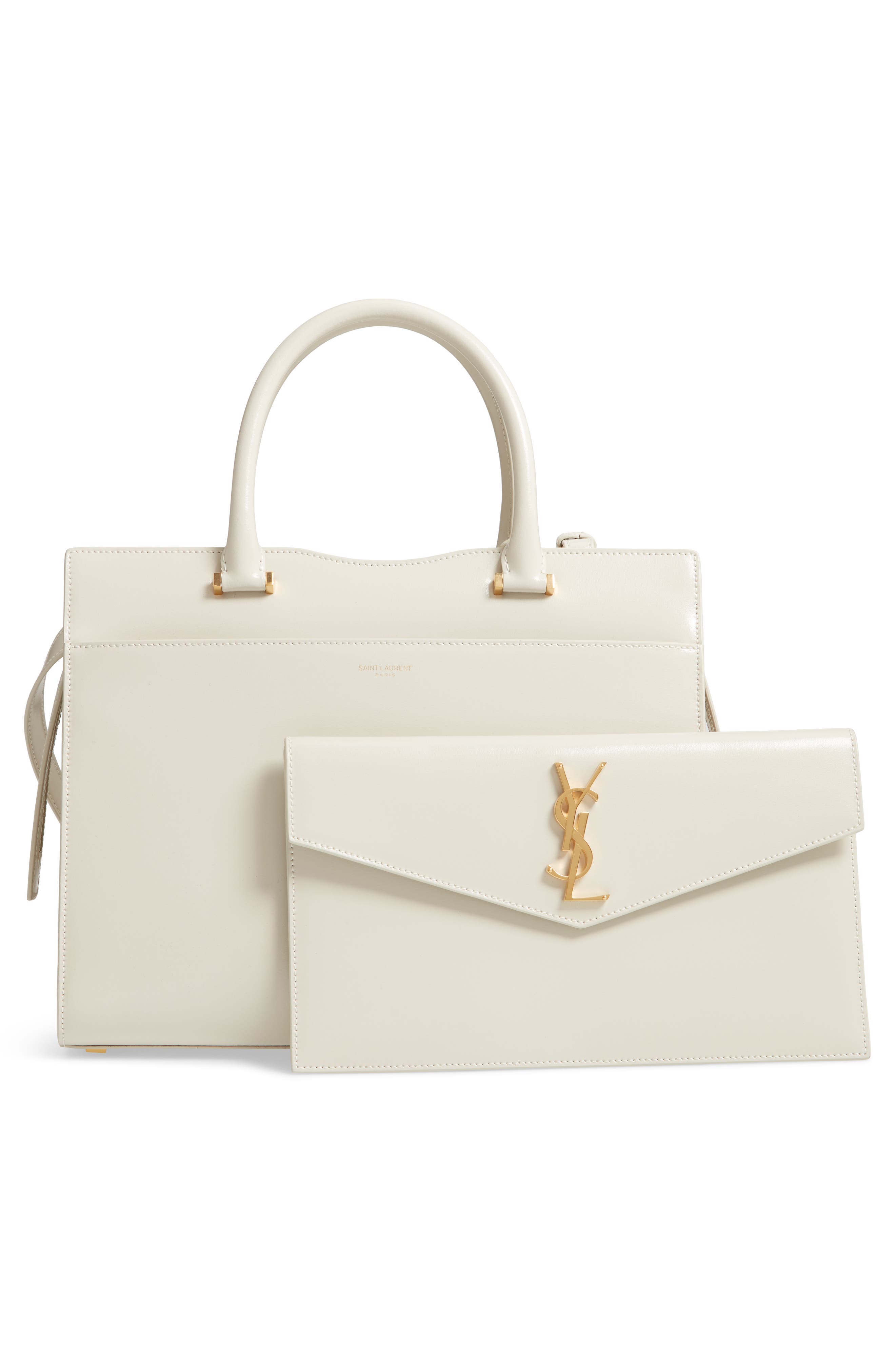 Saint Laurent Uptown Small Cabas Leather Satchel, Alternate, color, 