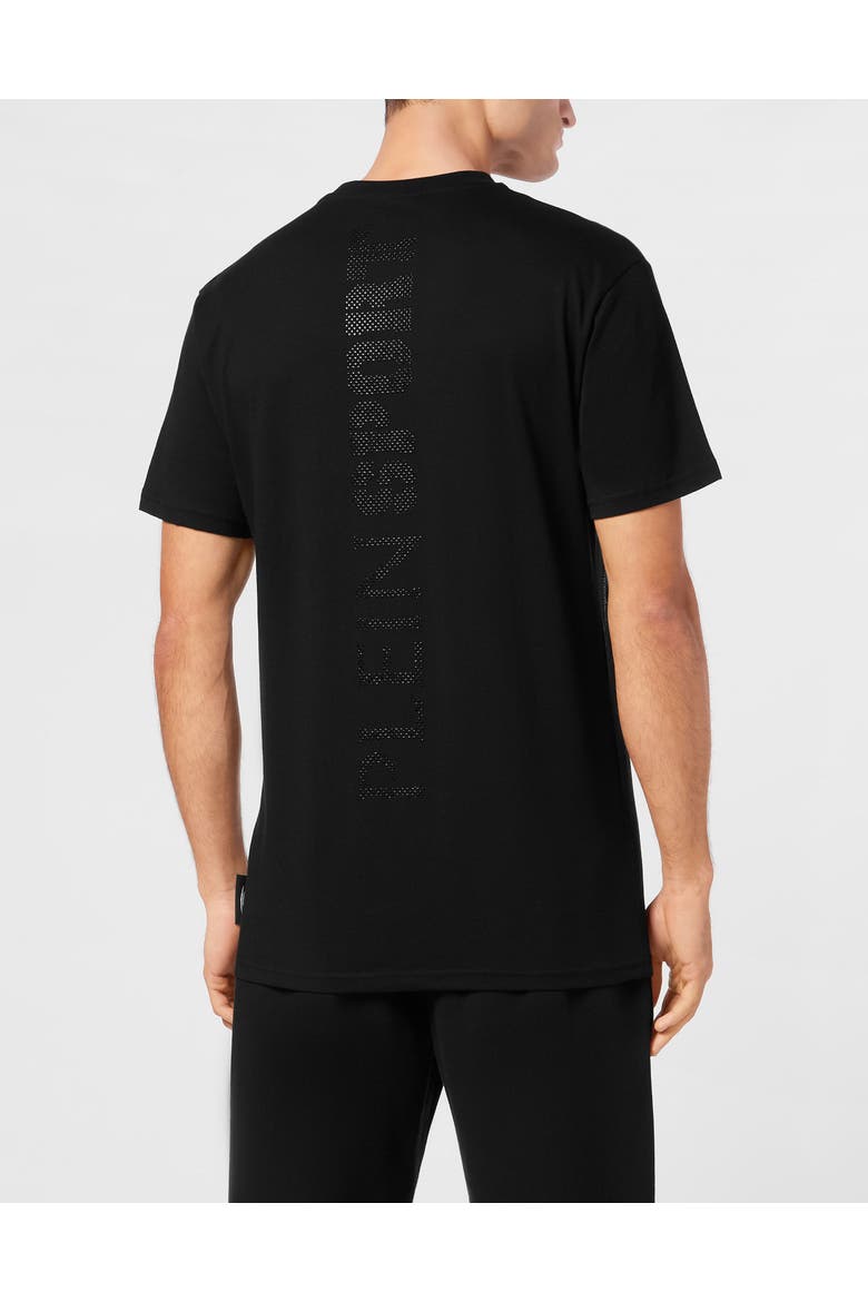 Cotton T-Shirt Round Neck Ss Lamina Scratch Men, Alternate, color, black/black