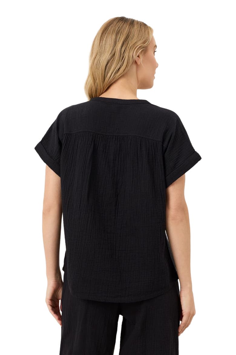 Organic Cotton Coastal Double Gauze Short Sleeve Popover, Alternate, color, Jet Black