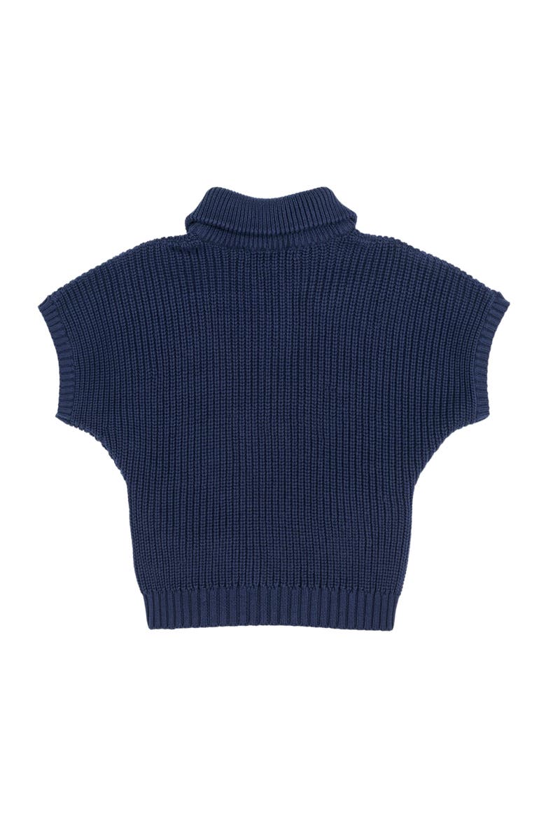 Baby Girls' Organic Spread Collar Sweater, Infant, Alternate, color, Navy Cardigan Stitch