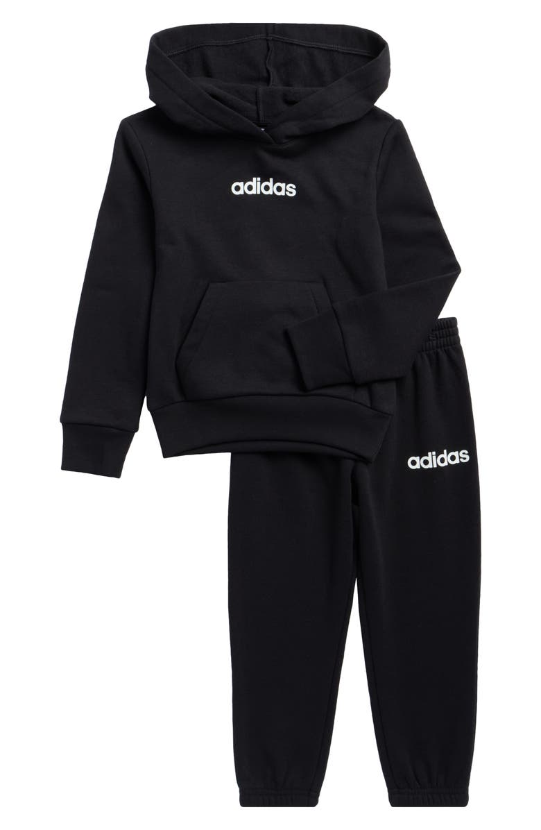 adidas Kids' Cotton Blend Fleece Hoodie & Pants Set, Main, color, Black