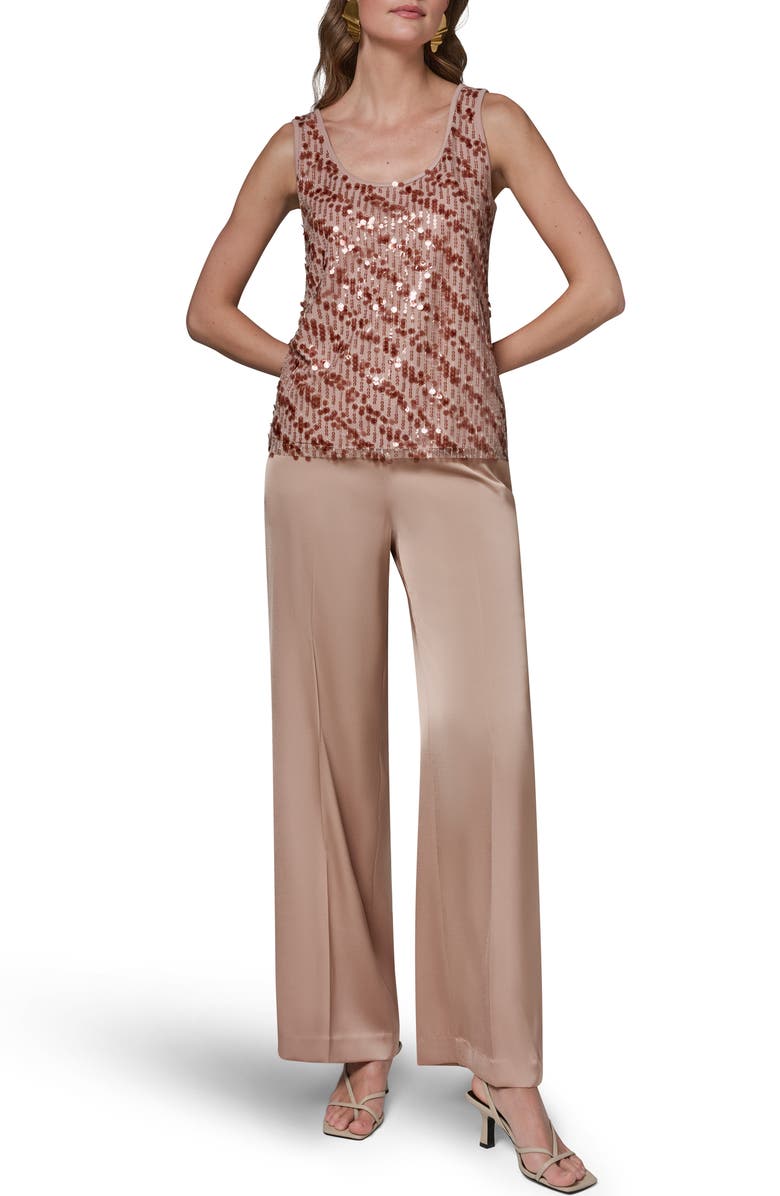 Donna Karan New York Sequin Scoop Neck Sleeveless Top, Alternate, color, Umbria