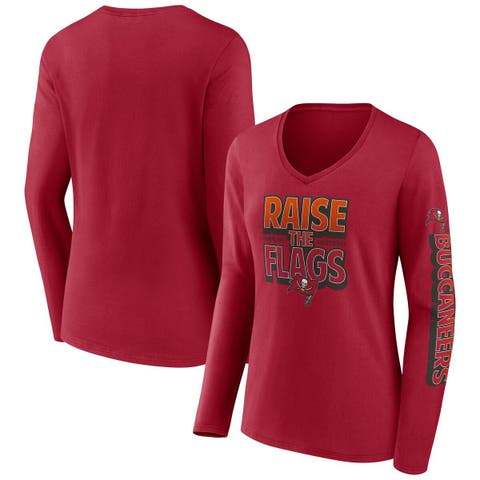 Women's Fanatics Branded Red Tampa Bay Buccaneers Hometown Sweep Long Sleeve V-Neck T-Shirt