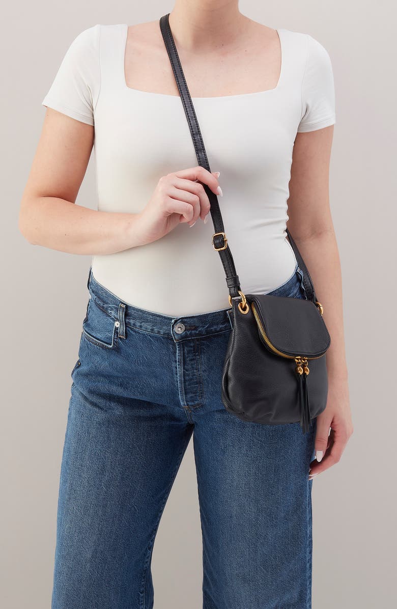 HOBO Fern Leather Crossbody Bag, Alternate, color, Black