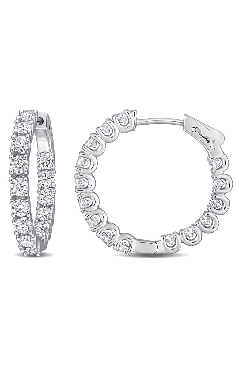Julianna B. Moissanite Hinged Hoop Earrings, Main, color, Sterling Silver