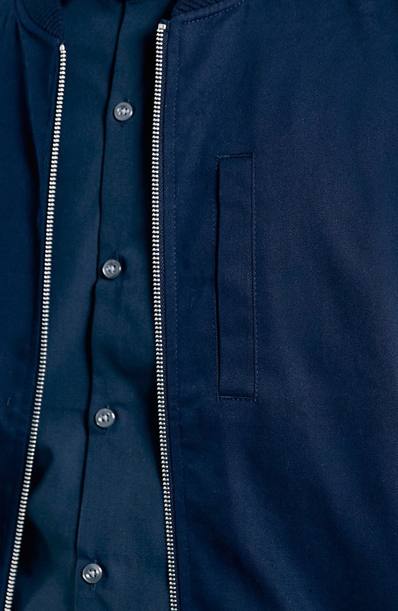 Topman Navy Cotton Bomber Jacket, Alternate, color,