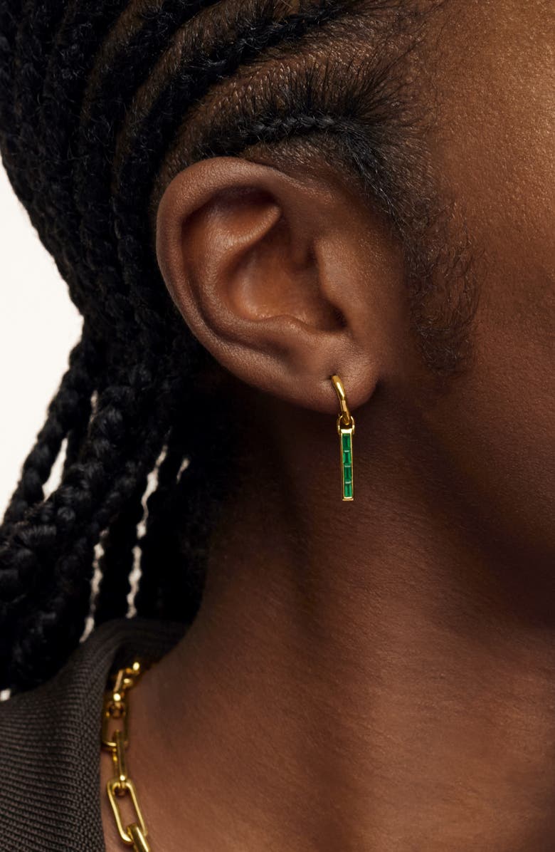 Monica Vinader Set of 2 Mismatched Mini Baguette Green Onyx Earring Charms, Alternate, color, 18Ct Gold Vermeil / Green Onyx