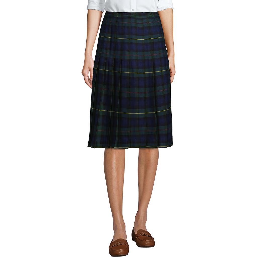 Lands' End School Uniform Plaid Pleated Skirt Below The Knee In Multi