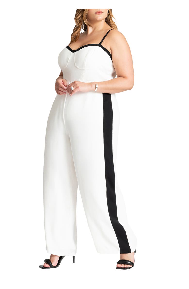 ELOQUII Jumpsuit W Contrast Details, Main, color, Sugar Swizzle