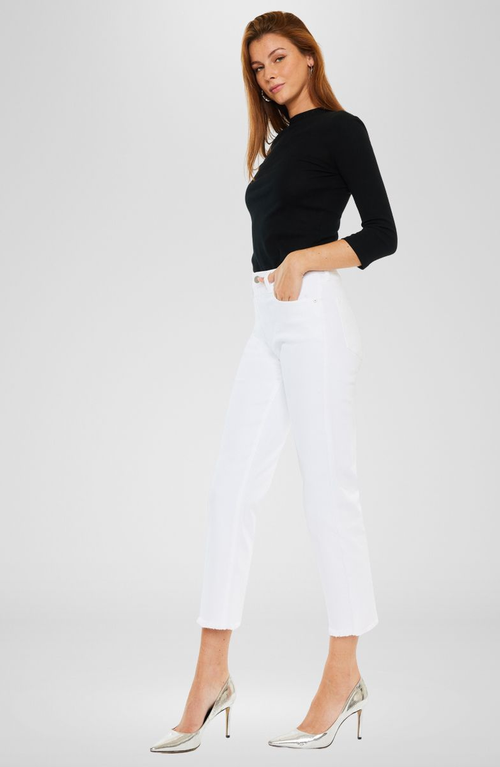 Kancan Zahra High Rise Cropped Straight Leg Jeans In White