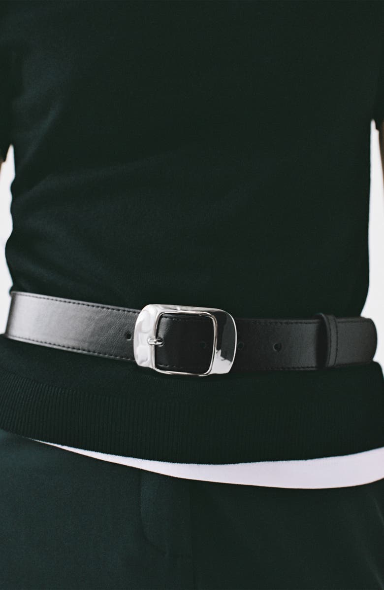 MANGO Square Buckle Belt, Alternate, color, Black