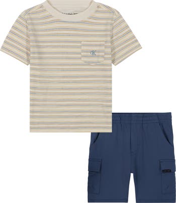 Kids' Stripe Knit T-Shirt & Woven Shorts Set