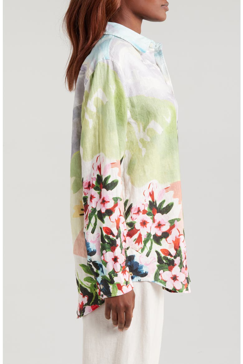 Landscape Linen Pajama Button-Up Shirt, Alternate, color, HUTTE PLACED MULTI