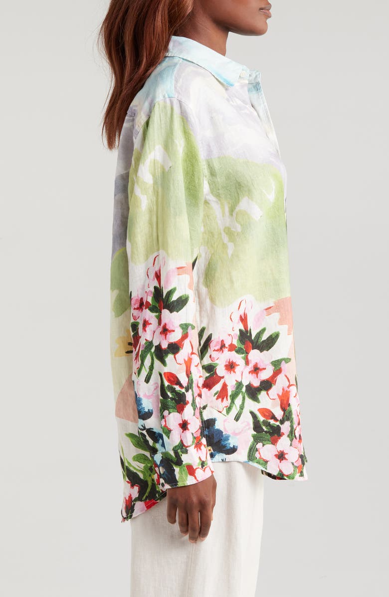 Desmond & Dempsey Landscape Linen Pajama Button-Up Shirt, Alternate, color,