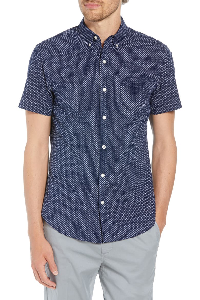 Slim Fit Poppy Print Shirt, Main, color, DUANE FLOWER - DEEP PACIFIC