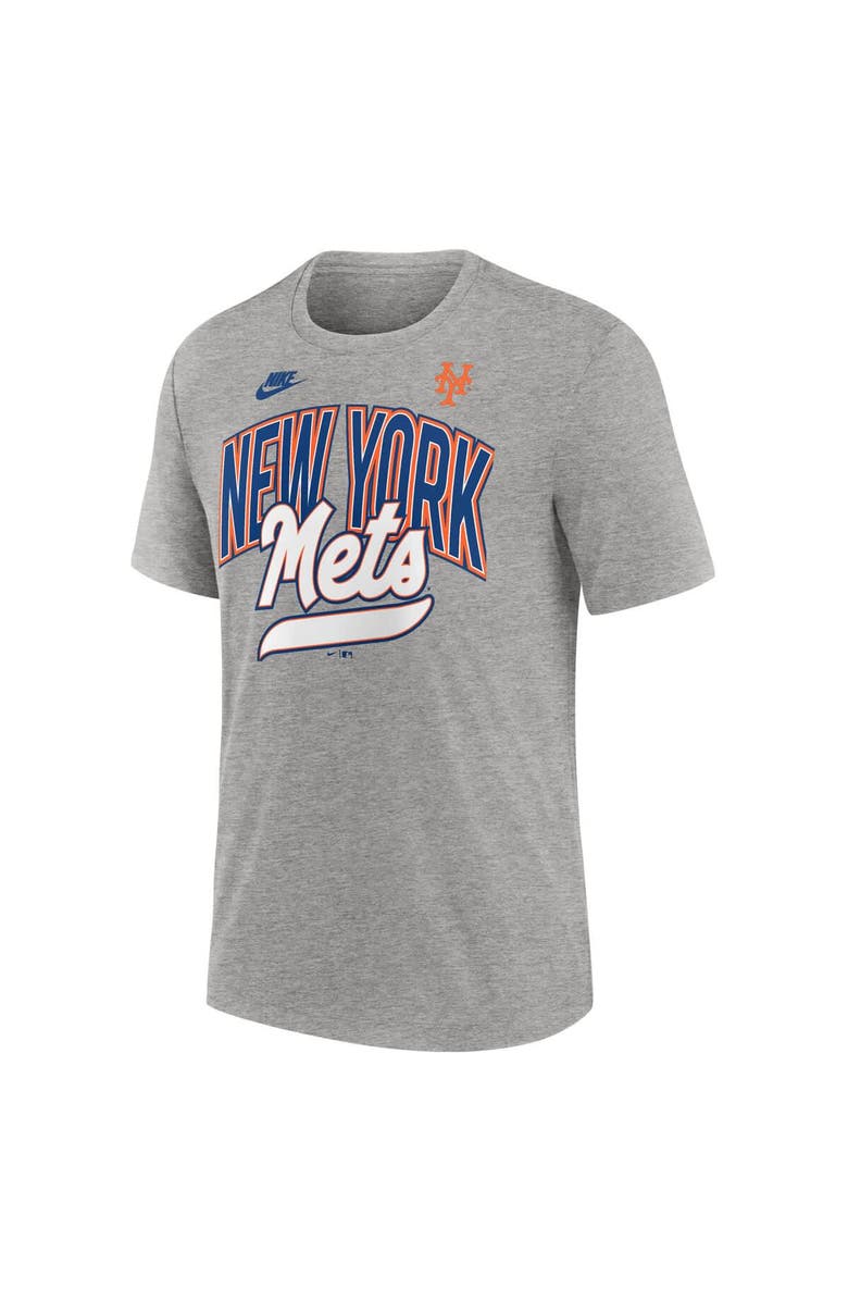 Nike Men's Nike Heather Gray New York Mets Cooperstown Collection Retro Tri-Blend T-Shirt, Alternate, color, Heather Gray