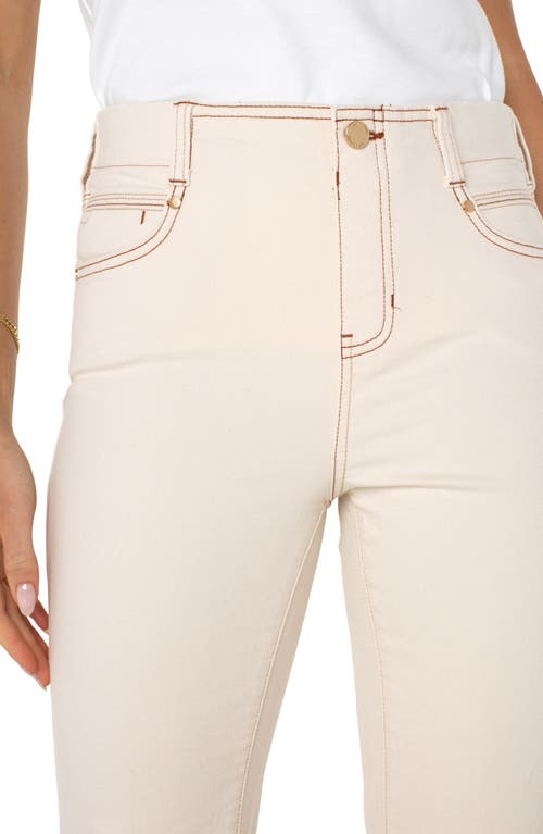 Shop Liverpool Los Angeles Gia Glider Frayed Pull-on Flare Jeans In Seaside Dunes