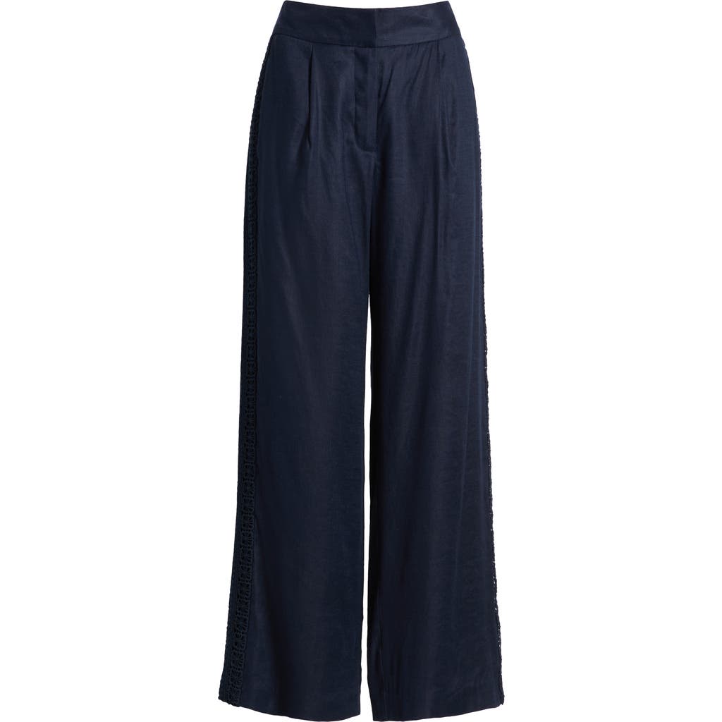 Elie Tahari The Aster Linen Blend Wide Leg Pants