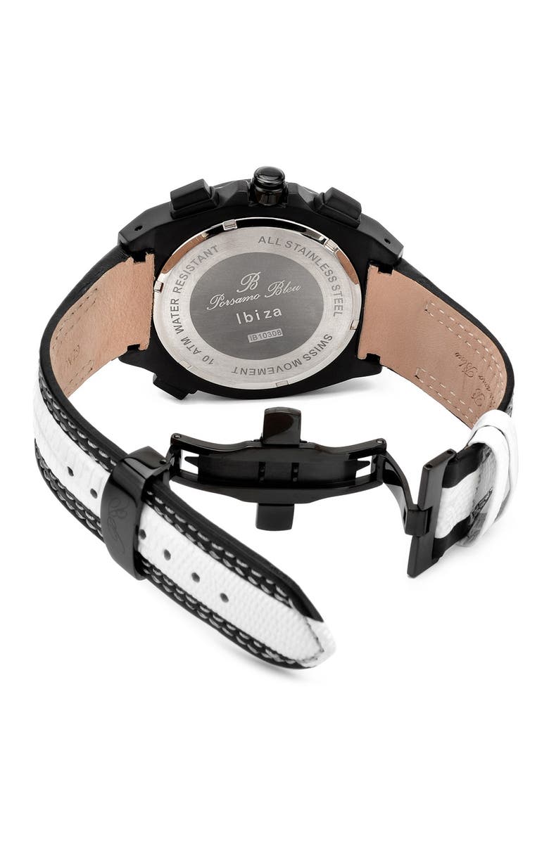 PORSAMO BLEU Men's Ibiza Genuine Leather Swiss Movement Watch, 48mm, Alternate, color, 