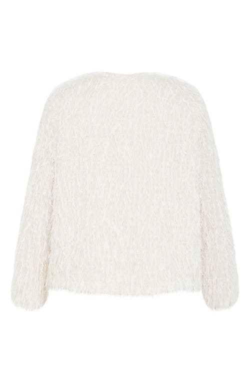 City Chic Sparkle Queen Jacket In White