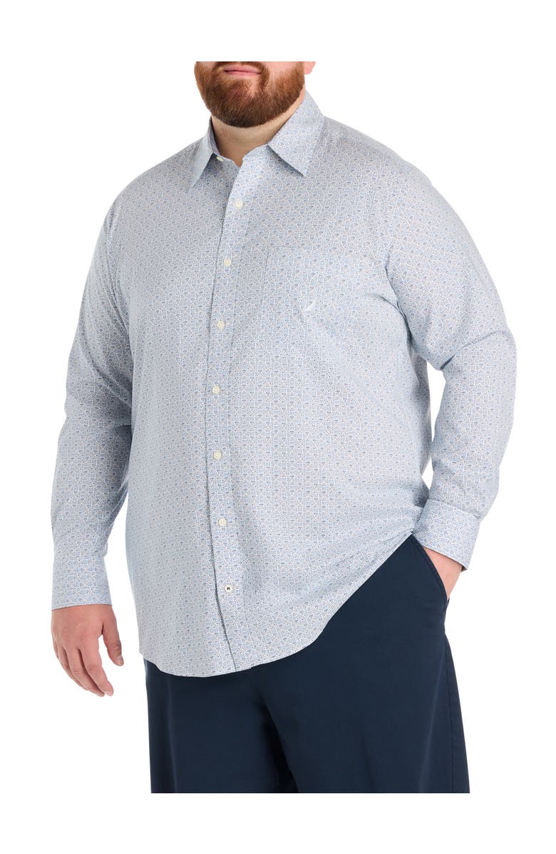 Nautica Big & Tall Geometric Print Sport Shirt, Alternate, color, Sail White