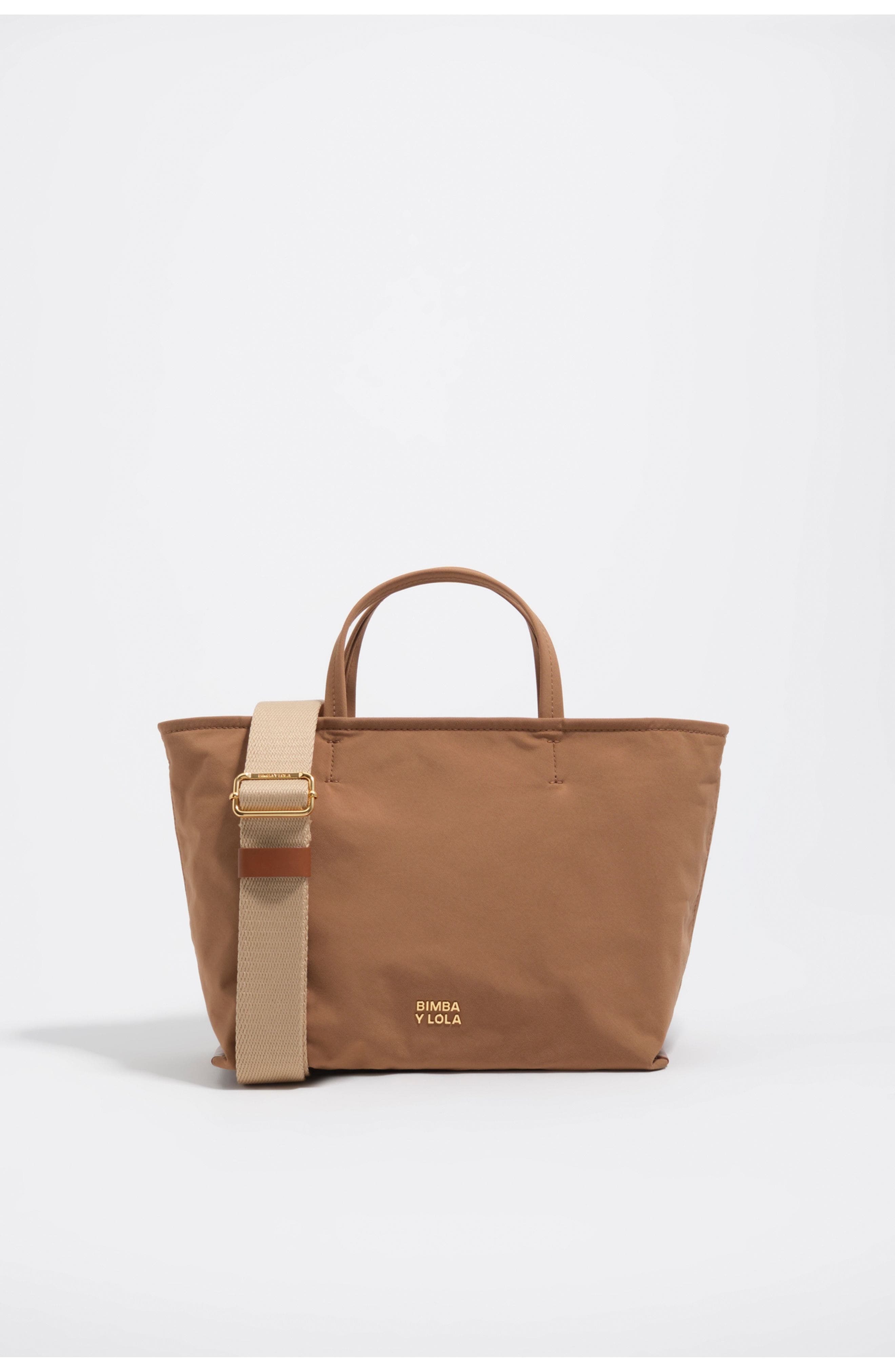 Bimba y Lola Medium Gabardine Shopper Bag, Main, color, Cinnamon