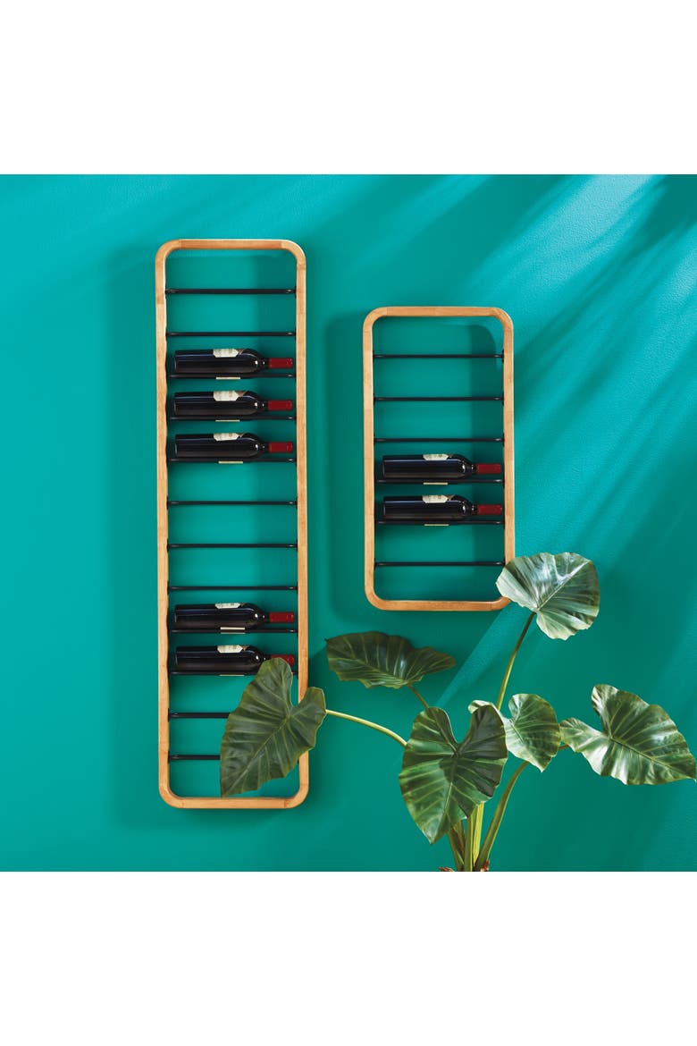 Hoxton 6-Bottle Wall Bottle Rack Display 31.5", Alternate, color, Brown