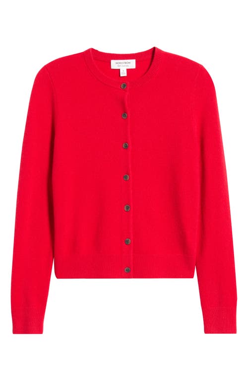 Nordstrom Cashmere Crewneck Cardigan In Red