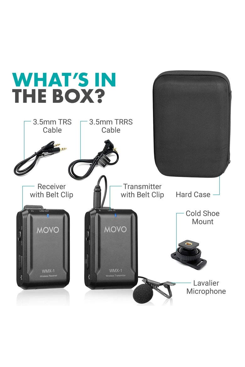 WMX-1 2.4GHz Wireless Lavalier Microphone System Compatible with Cameras and Smartphones, Alternate, color, Black