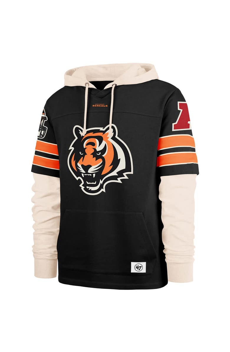 '47 Men's '47  Black Cincinnati Bengals Split Zone Cornerback Duo Hoodie, Alternate, color, Black