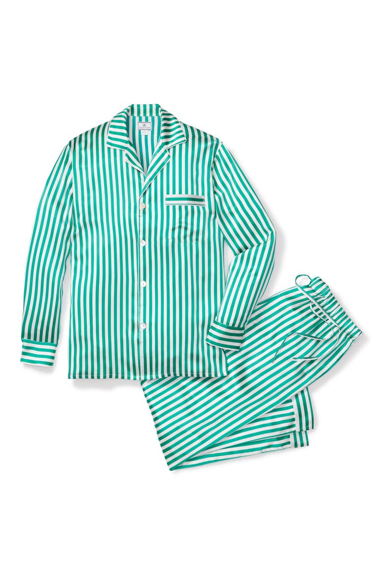 Stripe Mulberry Silk Pajama Set, Main, color, GREEN