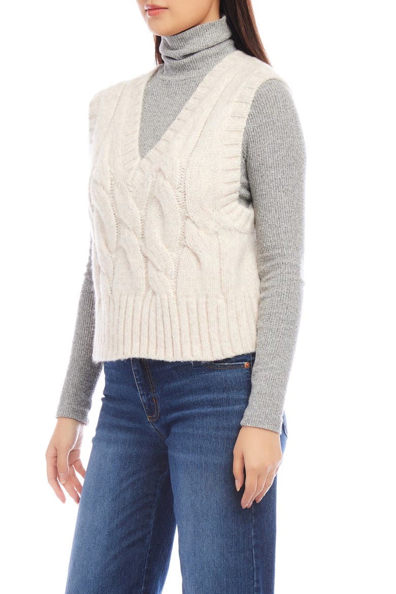 Cable Knit Sweater Vest, Alternate, color, BEIGE