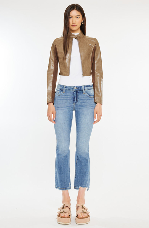 Kancan Savanna Essentials Mid Rise Cropped Flare Jeans In Multi