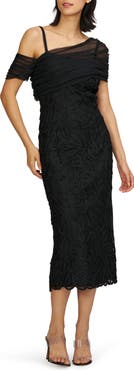 JS Collections Addilyn Soutache Mesh Cold-Shoulder Cocktail Dress