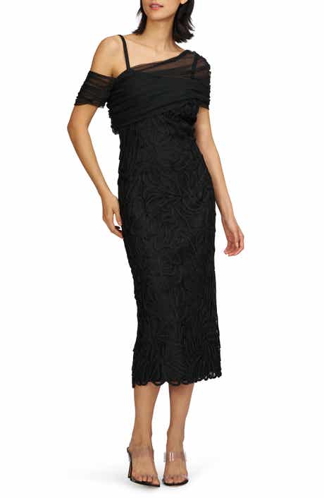 JS Collections Addilyn Soutache Mesh Cold-Shoulder Cocktail Dress