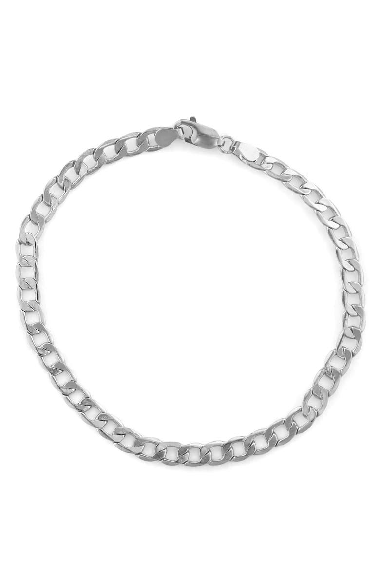 FUZION CREATIONS Men's Curb Chain Bracelet, Main, color, White Gold