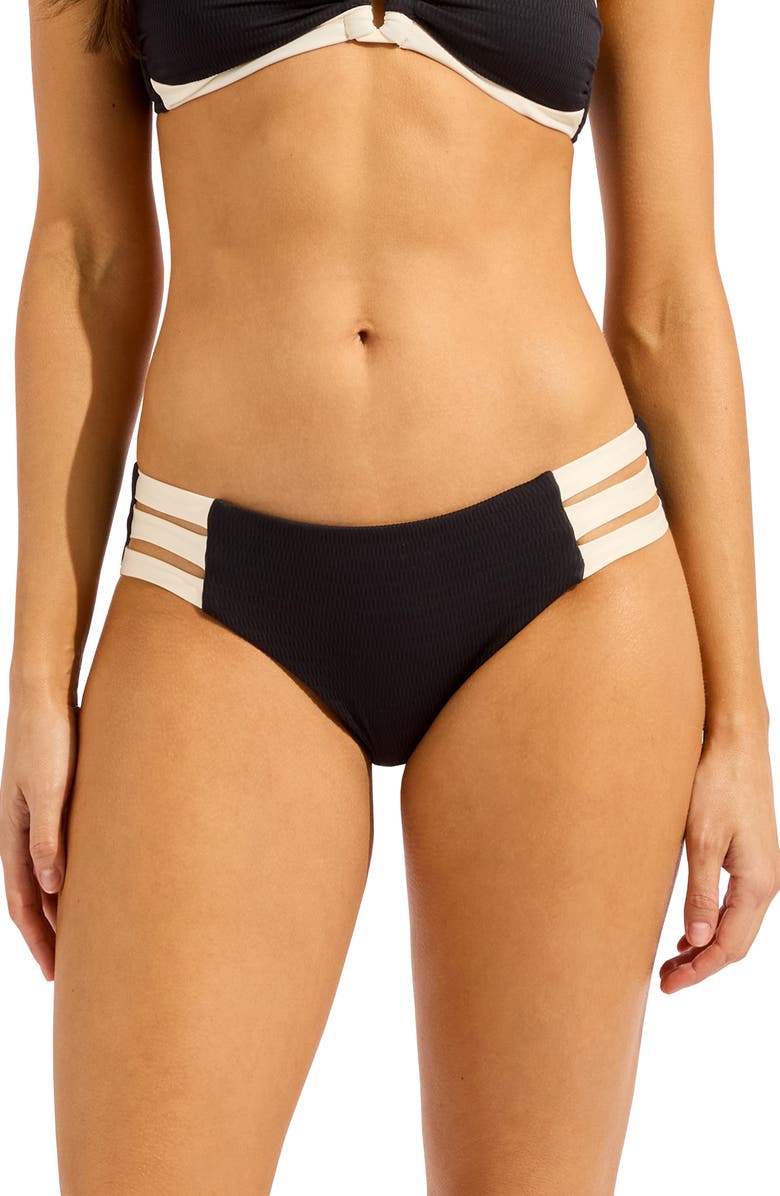 Seafolly Multi Strap Hipster Bikini Bottoms, Main, color, Black