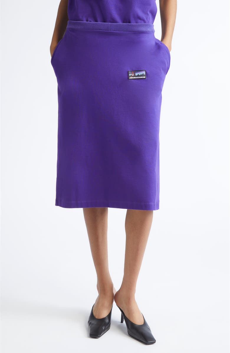 JULIE KEGELS Johanna J.K. Finance Label Jersey Pencil Skirt, Main, color, Purple