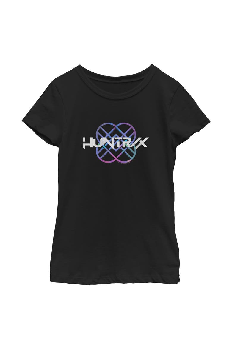 Girls' Huntrix Holographic Logo Graphic Short Sleeve T-Shirt, Main, color, Black