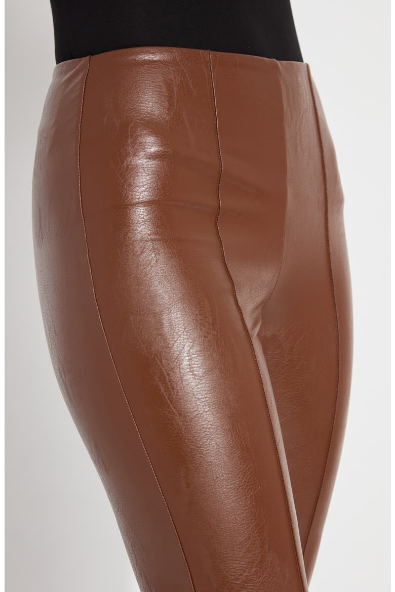 'Lyssentials Elysse Faux Leather Ankle Bootcut Pants, Alternate, color, WHISKEY