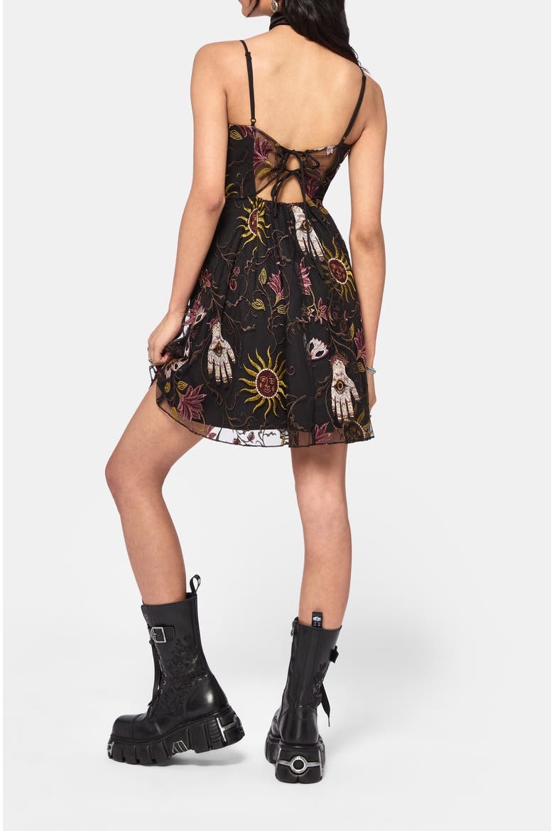 Angela Folk Embroidered Cami Dress, Alternate, color, Black