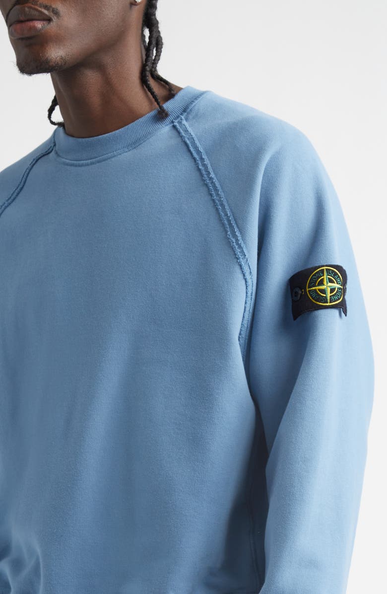 Stone Island Compass Logo Patch Raglan Sleeve Fleece Sweatshirt, Alternate, color, V002b Blue