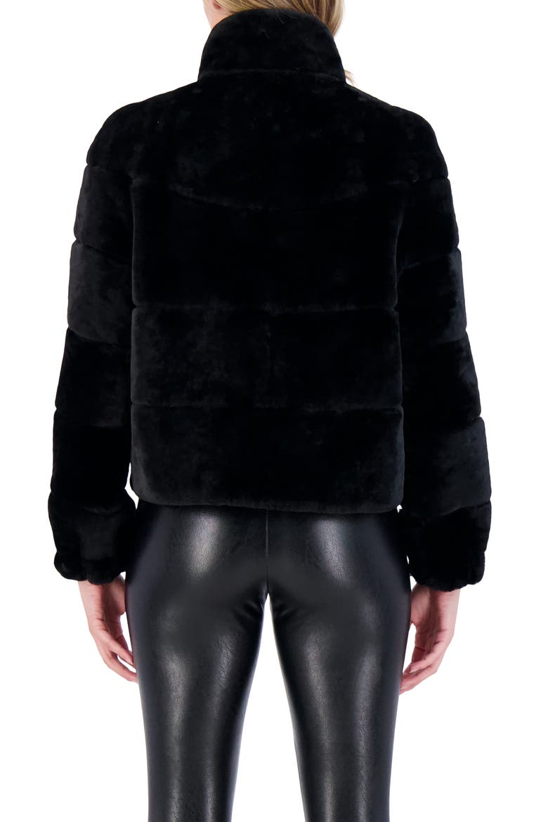 Genuine Shearling Horizontal Zip Jacket, Alternate, color, BLACK