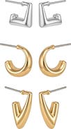 Vince Camuto Set of 3 Two-Tone Geometric Hoop Earrings
