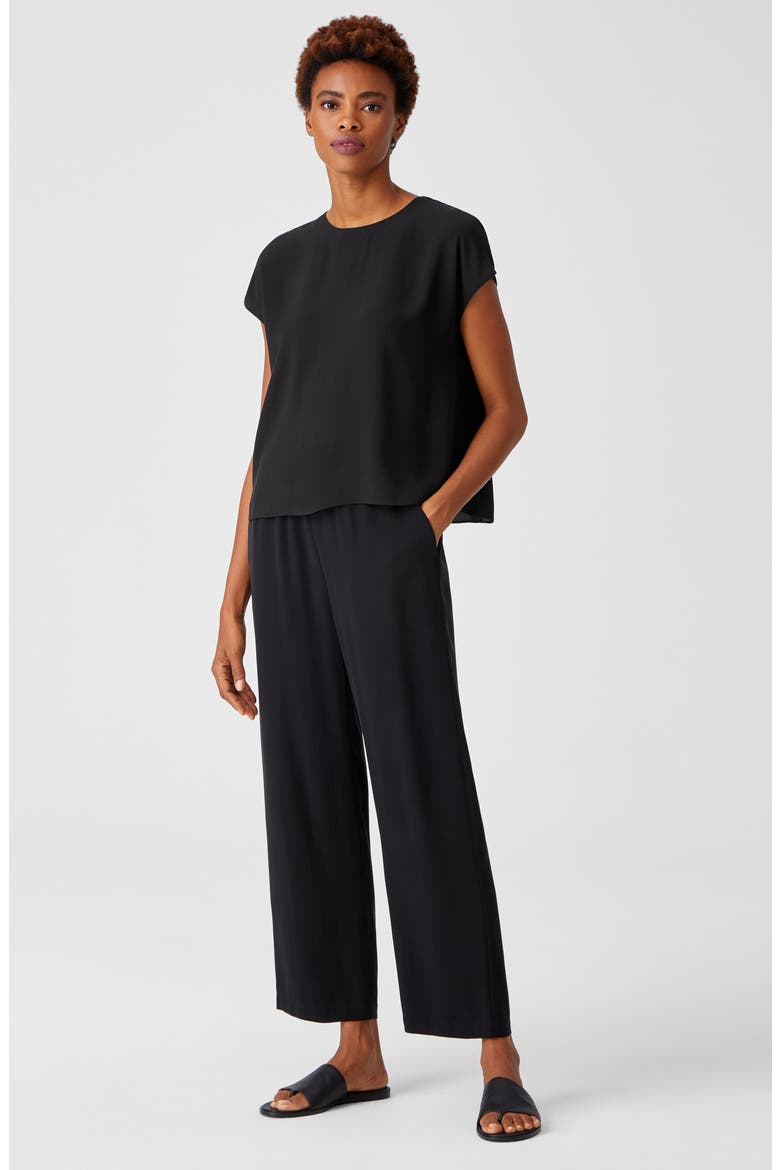 Silk Top, Alternate, color, BLACK