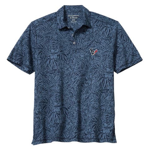 Men's Tommy Bahama Navy Houston Texans IslandZone Wild Hibiscus Tri-Blend Polo