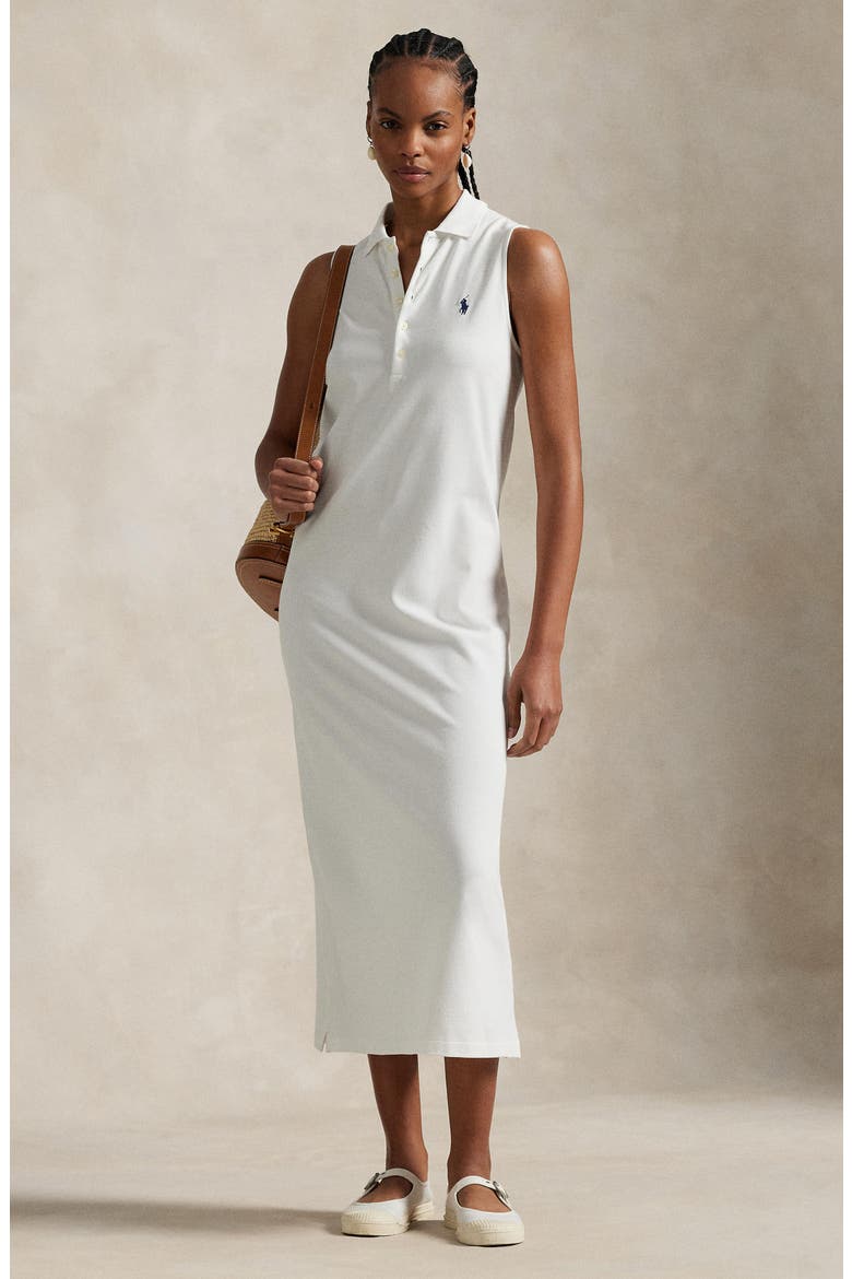 Sleeveless Polo Dress, Alternate, color, WHITE