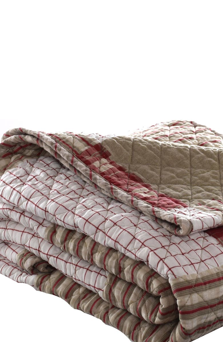 Eddie Bauer Camano Island Plaid Quilted Throw Blanket, Alternate, color, Red